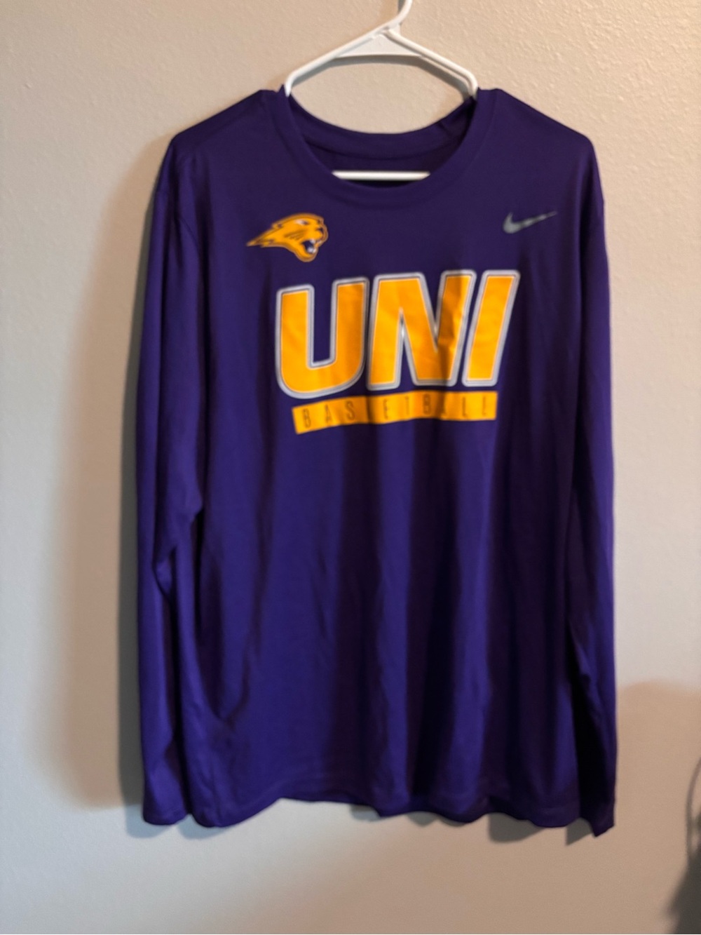 Nike UNI Purple Long-Sleeve Basketball Shirt Drifit Size XXL